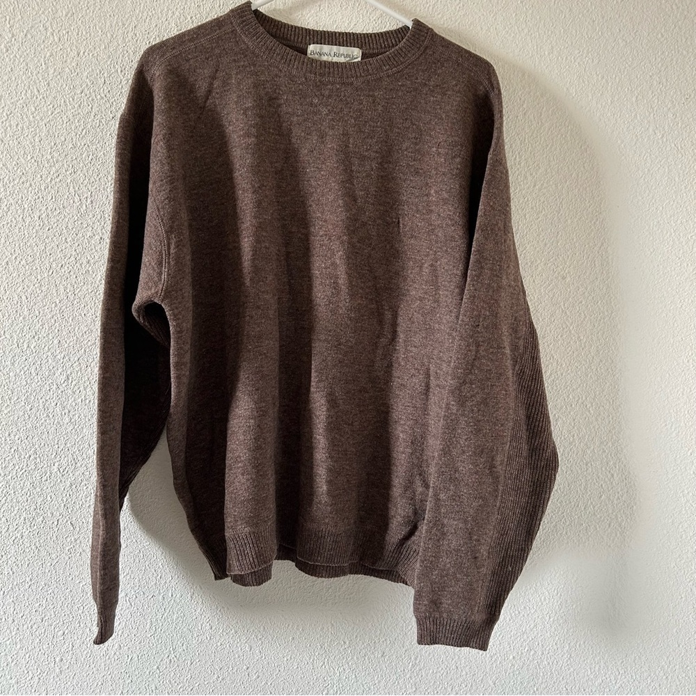 Banana Republic Men’s Lambs Wool Blend Sweater Medium Brown Flawed Pullover